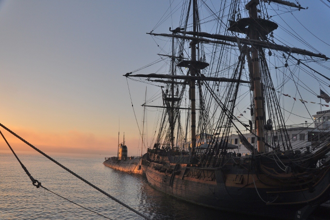Ship near the San Diego Maritime Museum